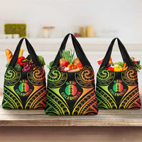 New Caledonia Day Grocery Bag Polynesian Curves Reggae Color - Polynesian Pride
