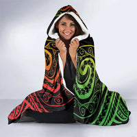 New Caledonia Day Hooded Blanket Polynesian Curves Reggae Color - Polynesian Pride
