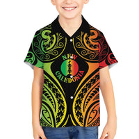 New Caledonia Day Kid Hawaiian Shirt Polynesian Curves Reggae Color - Polynesian Pride