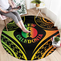 New Caledonia Day Round Carpet Polynesian Curves Reggae Color - Polynesian Pride