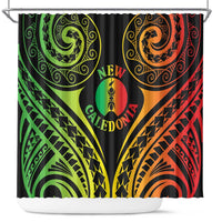 New Caledonia Day Shower Curtain Polynesian Curves Reggae Color - Polynesian Pride