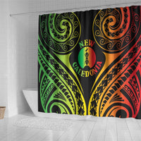 New Caledonia Day Shower Curtain Polynesian Curves Reggae Color - Polynesian Pride