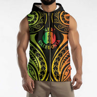New Caledonia Day Sleeveless Zip Hoodie Polynesian Curves Reggae Color - Polynesian Pride