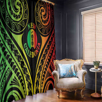New Caledonia Day Window Curtain Polynesian Curves Reggae Color - Polynesian Pride