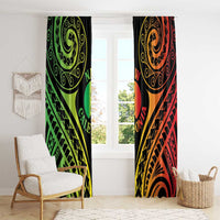 New Caledonia Day Window Curtain Polynesian Curves Reggae Color - Polynesian Pride