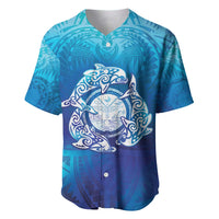 Marshall Islands Manit Day Baseball Jersey Tribal Dolphin With Marshall Seal - Polynesian Pride