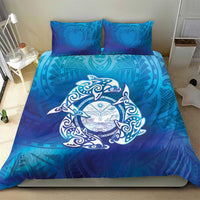 Marshall Islands Manit Day Bedding Set Tribal Dolphin With Marshall Seal - Polynesian Pride
