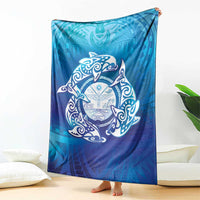 Marshall Islands Manit Day Blanket Tribal Dolphin With Marshall Seal - Polynesian Pride