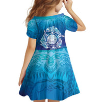 Marshall Islands Manit Day Family Matching Short Sleeve Bodycon Dress and Hawaiian Shirt Tribal Dolphin With Marshall Seal - Polynesian Pride