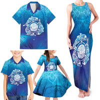 Marshall Islands Manit Day Family Matching Tank Maxi Dress and Hawaiian Shirt Tribal Dolphin With Marshall Seal - Polynesian Pride