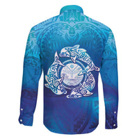 Marshall Islands Manit Day Family Matching Tank Maxi Dress and Hawaiian Shirt Tribal Dolphin With Marshall Seal - Polynesian Pride
