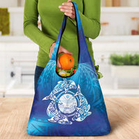 Marshall Islands Manit Day Grocery Bag Tribal Dolphin With Marshall Seal - Polynesian Pride