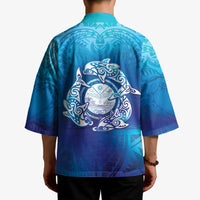 Marshall Islands Manit Day Kimono Tribal Dolphin With Marshall Seal - Polynesian Pride