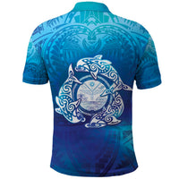 Marshall Islands Manit Day Polo Shirt Tribal Dolphin With Marshall Seal - Polynesian Pride
