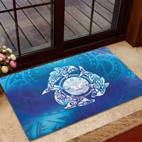 Marshall Islands Manit Day Rubber Doormat Tribal Dolphin With Marshall Seal - Polynesian Pride