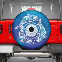 Marshall Islands Manit Day Spare Tire Cover Tribal Dolphin With Marshall Seal - Polynesian Pride