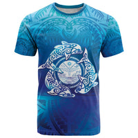 Marshall Islands Manit Day T Shirt Tribal Dolphin With Marshall Seal - Polynesian Pride