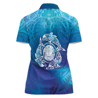Marshall Islands Manit Day Women Polo Shirt Tribal Dolphin With Marshall Seal - Polynesian Pride