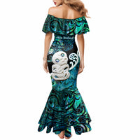 Aotearoa New Zealand Mermaid Dress Paua Shell Fern Koru With Maori Hei Tiki LT05 - Polynesian Pride