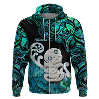 Personalized Aotearoa New Zealand Hoodie Paua Shell Fern Koru With Maori Hei Tiki LT05 - Polynesian Pride