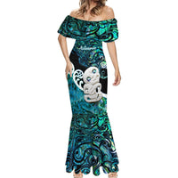 Personalized Aotearoa New Zealand Mermaid Dress Paua Shell Fern Koru With Maori Hei Tiki LT05 - Polynesian Pride