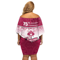 Adi Cakobau School Off Shoulder Short Dress 75th Anniversary LT05 - Polynesian Pride