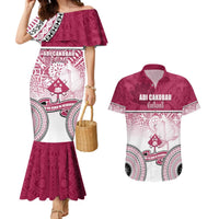 Personalized Adi Cakobau School Couples Matching Mermaid Dress and Hawaiian Shirt With Fijian Tapa Pattern LT05 Pink - Polynesian Pride