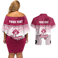 Personalized Adi Cakobau School Couples Matching Off Shoulder Short Dress and Hawaiian Shirt With Fijian Tapa Pattern LT05 - Polynesian Pride