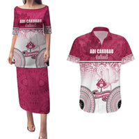 Personalized Adi Cakobau School Couples Matching Puletasi Dress and Hawaiian Shirt With Fijian Tapa Pattern LT05 Pink - Polynesian Pride