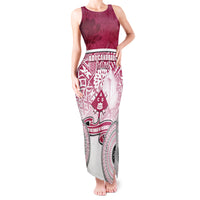 Personalized Adi Cakobau School Tank Maxi Dress With Fijian Tapa Pattern LT05 Women Pink - Polynesian Pride