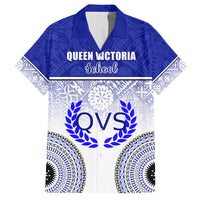 Personalized Queen Victoria School Family Matching Off Shoulder Short Dress and Hawaiian Shirt With Fijian Tapa Pattern LT05 Dad's Shirt - Short Sleeve Blue - Polynesian Pride