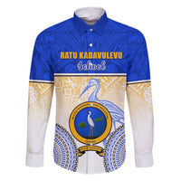 Personalized Ratu Kadavulevu School Family Matching Puletasi Dress and Hawaiian Shirt With Fijian Tapa Pattern LT05 Dad's Shirt - Long Sleeve Blue - Polynesian Pride