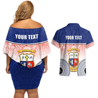 Personalized Marist Brothers High School Couples Matching Off Shoulder Short Dress and Hawaiian Shirt With Fijian Tapa Pattern LT05 - Polynesian Pride