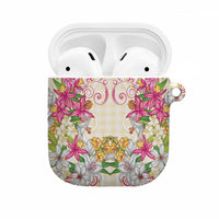 Hawaii Palaka AirPods Case Yellow Tribal Pattern With Tropical Flowers - Polynesian Pride