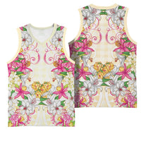 Hawaii Palaka Basketball Jersey Yellow Tribal Pattern With Tropical Flowers - Polynesian Pride