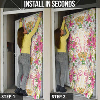 Hawaii Palaka Door Cover Yellow Tribal Pattern With Tropical Flowers - Polynesian Pride