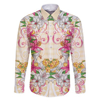 Hawaii Palaka Family Matching Puletasi and Hawaiian Shirt Yellow Tribal Pattern With Tropical Flowers - Polynesian Pride