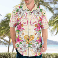 Hawaii Palaka Hawaiian Shirt Yellow Tribal Pattern With Tropical Flowers - Polynesian Pride