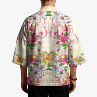 Hawaii Palaka Kimono Yellow Tribal Pattern With Tropical Flowers - Polynesian Pride