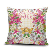 Hawaii Palaka Pillow Cover Yellow Tribal Pattern With Tropical Flowers - Polynesian Pride