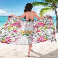 Hawaii Palaka Sarong White Tribal Pattern With Tropical Flowers - Polynesian Pride