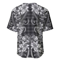 Hawaii Palaka Baseball Jersey Black Tribal Pattern With Tropical Flowers - Polynesian Pride