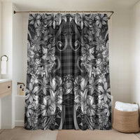 Hawaii Palaka Bathroom Set Black Tribal Pattern With Tropical Flowers - Polynesian Pride