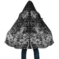 Hawaii Palaka Cloak Black Tribal Pattern With Tropical Flowers - Polynesian Pride