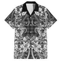 Hawaii Palaka Family Matching Off Shoulder Maxi Dress and Hawaiian Shirt Black Tribal Pattern With Tropical Flowers LT05 Dad's Shirt - Short Sleeve Black - Polynesian Pride