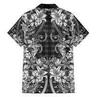 Hawaii Palaka Family Matching Off Shoulder Maxi Dress and Hawaiian Shirt Black Tribal Pattern With Tropical Flowers LT05 - Polynesian Pride