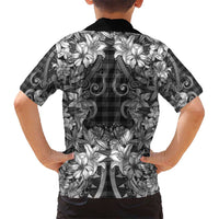 Hawaii Palaka Kid Hawaiian Shirt Black Tribal Pattern With Tropical Flowers LT05 - Polynesian Pride
