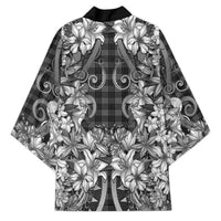 Hawaii Palaka Kimono Black Tribal Pattern With Tropical Flowers - Polynesian Pride