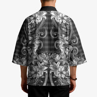 Hawaii Palaka Kimono Black Tribal Pattern With Tropical Flowers - Polynesian Pride