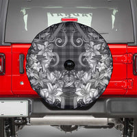 Hawaii Palaka Spare Tire Cover Black Tribal Pattern With Tropical Flowers - Polynesian Pride